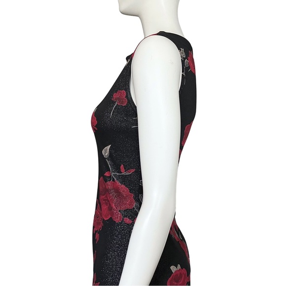 Black Red Rose Whimsigoth Mini Dress Going Out Sparkly XS Gothic Romantic Punk - Picture 8 of 11